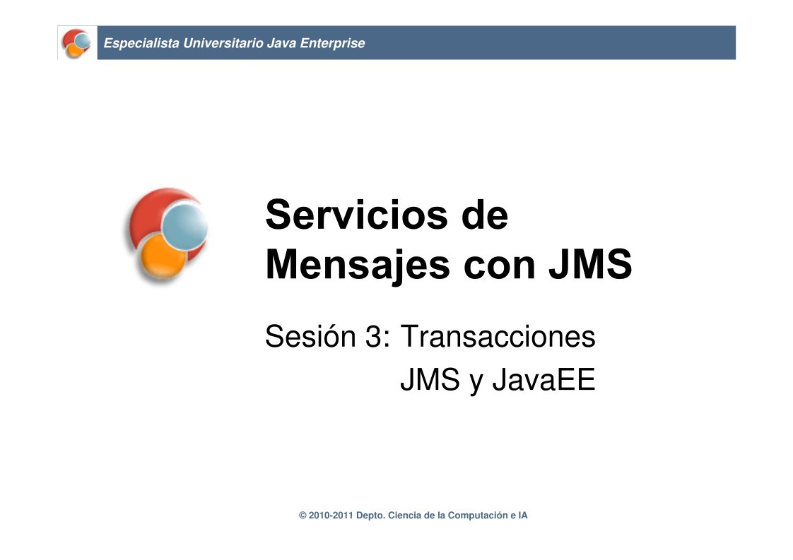 Imágen de pdf Sesión 3: Transacciones JMS y JavaEE - Servicios de Mensajes con JMS